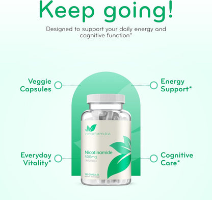 Vitamina B3 Nicotinamida 500 mg - Forma de – Reducción del cansancio: contribuye a la reducción del cansancio y la – Image 5