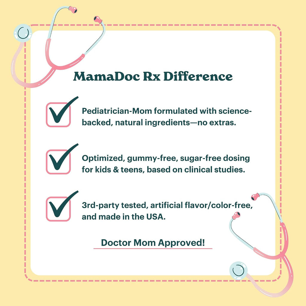 MamaDoc Rx Vitamina D3 Orgánica Masticable para Niños y Adolescentes | 800 UI | Sin Azúcar, Vegano, Sin Alérgenos | 2 Meses de Suministro | Edad 3+