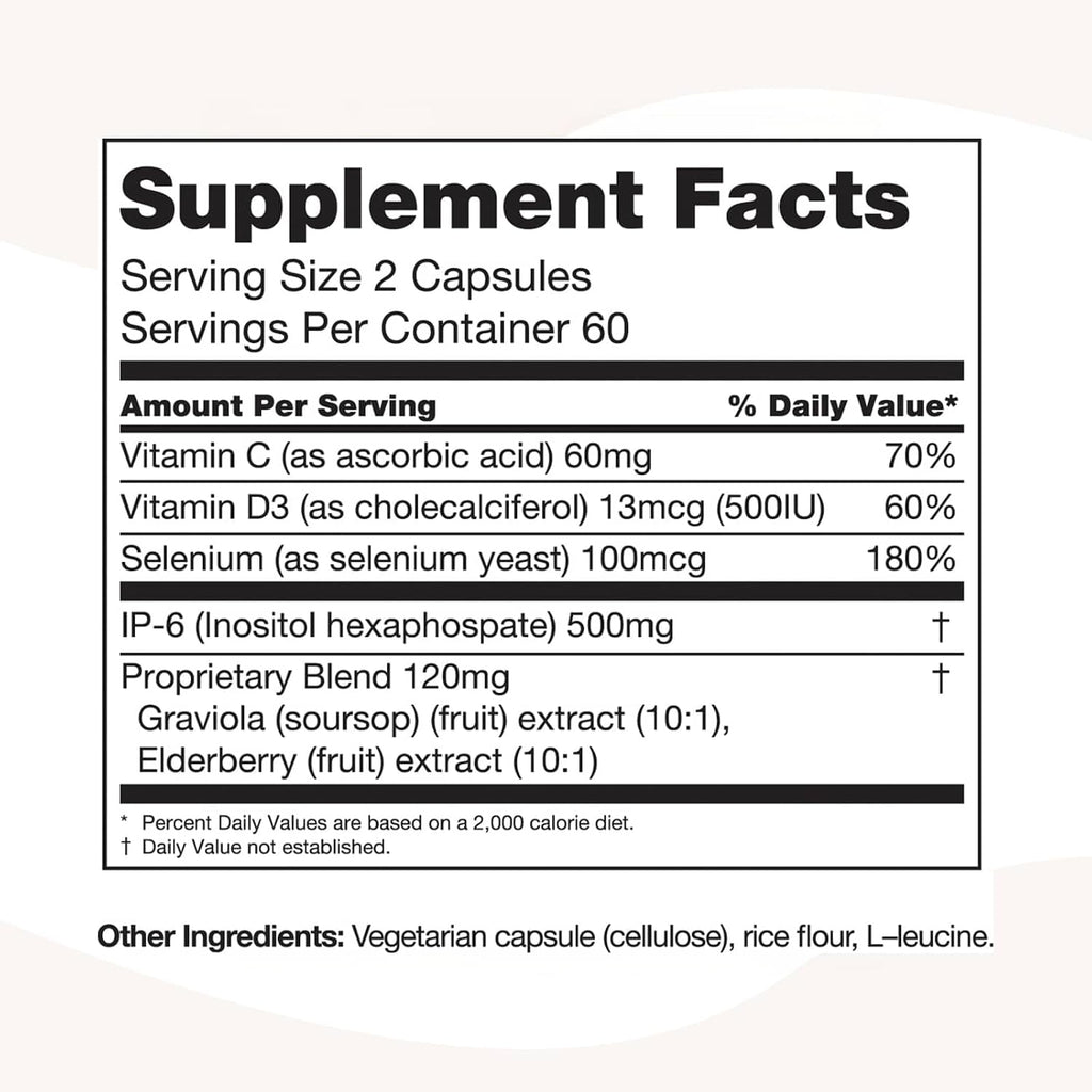 PURE Immune6 - Suplemento Inmunológico con IP6, Selenio, Vitamina C y D3 - 120 Cápsulas