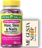 Spring Valley Hair, Skin & Nails Biotin Collagen Gelatin Extra Strength Dietary Supplement, 120 Comprimidos (Paquete de 2)
