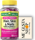 Extra Strength Hair, Skin & Nails Dietary Spring Valley Supplement, Biotin, Collagen, Gelatin 120 ct I + me Gusta Sticker