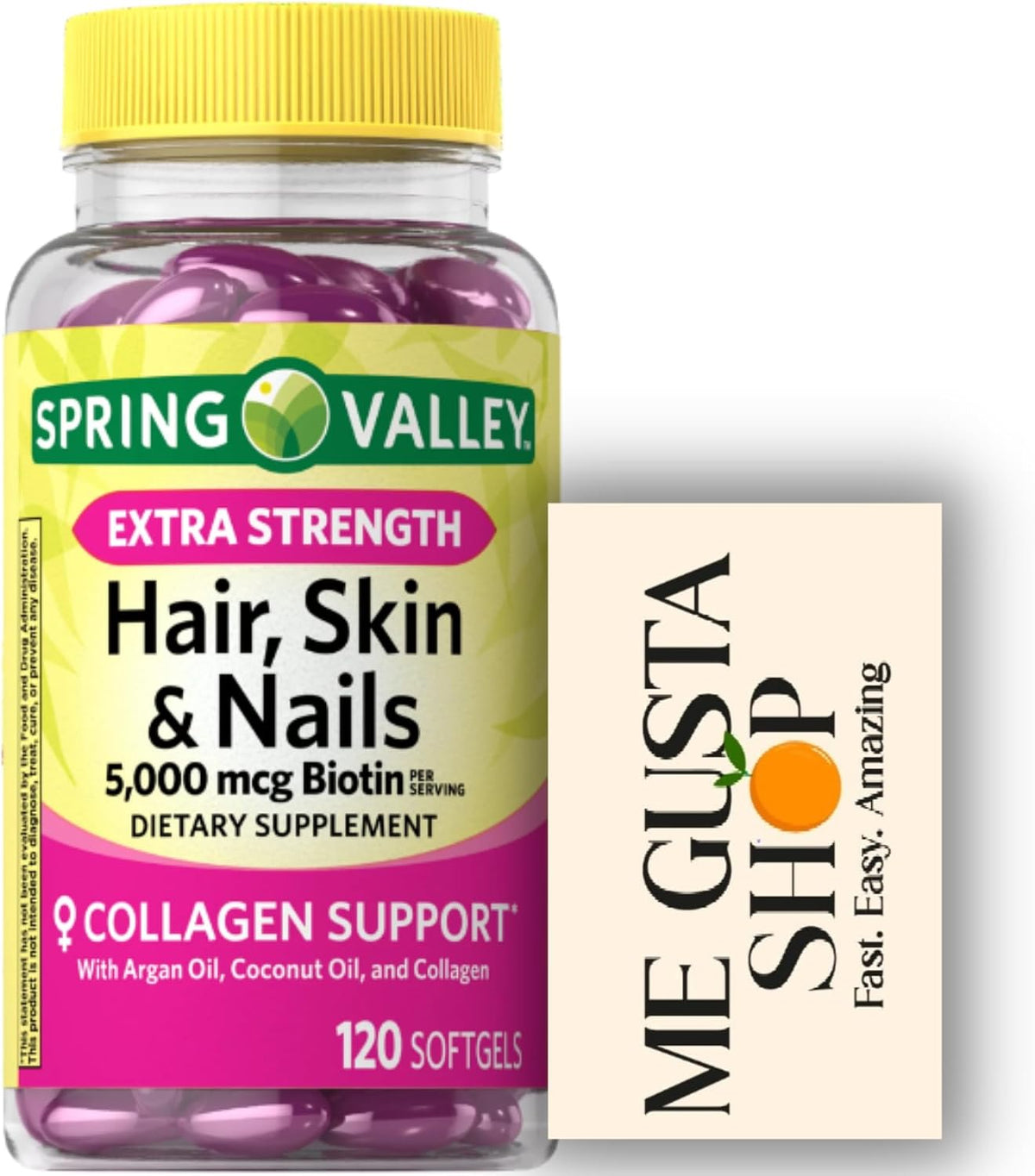 Extra Strength Hair, Skin & Nails Dietary – Biotina (5000 mcg): También conocida como vitamina B7 o vitamina H, es – Image 1