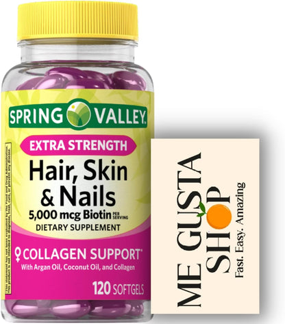 Extra Strength Hair, Skin & Nails Dietary – Biotina (5000 mcg): También conocida como vitamina B7 o vitamina H, es – Image 1