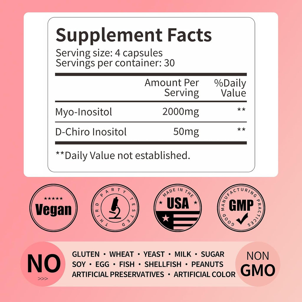 RUNICA Myo-Inositol y D-Chiro Inositol (Proporción 40:1) - 240 Cápsulas, Pack para 60 Días