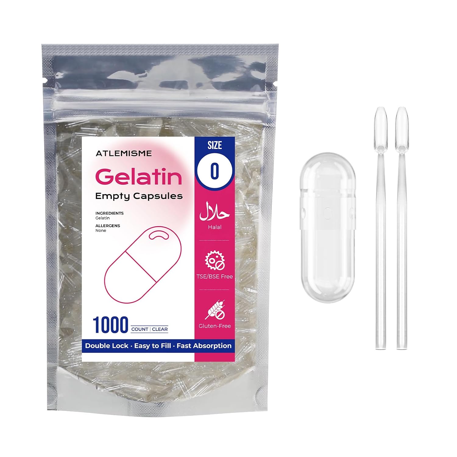 Cápsulas de gelatina vacías Tamaño 0 - Transparentes - 1000 uds - Kosher y Halal