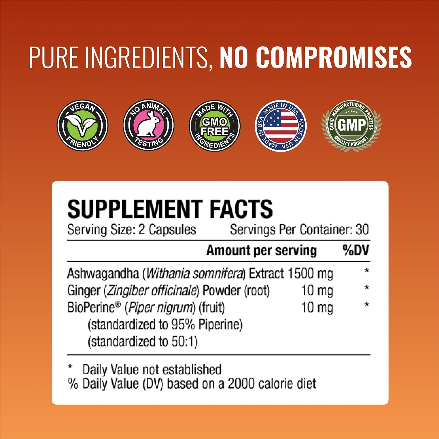 Approved Science Ashwagandha 1500mg con Bioperine® y Jengibre - 60 Cápsulas Veganas