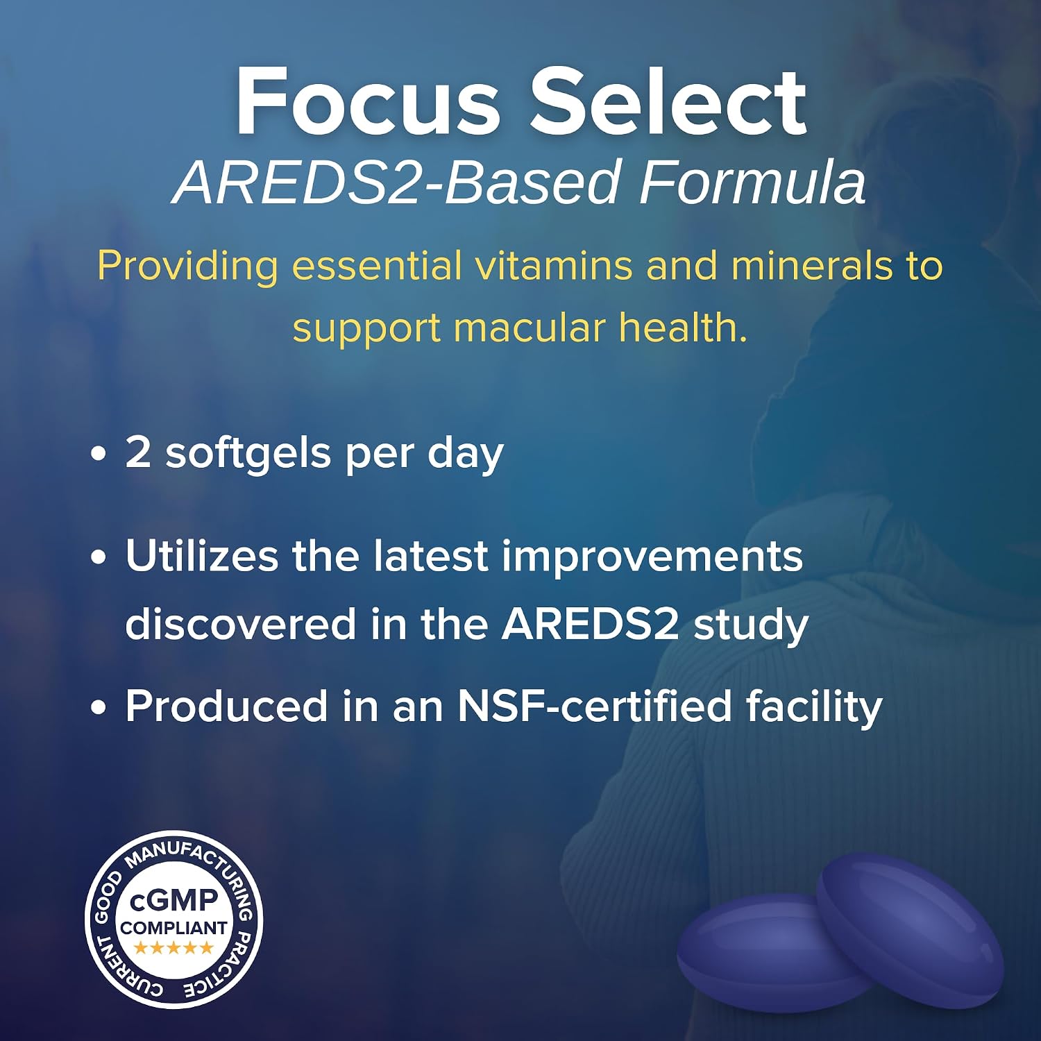 Focus Select AREDS2 – Complemento Ocular Multivitamínico y Mineral, 180 Cápsulas Blandas