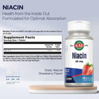 Kal Niacina 25 mg, 200 Comprimidos Sabor Fresa