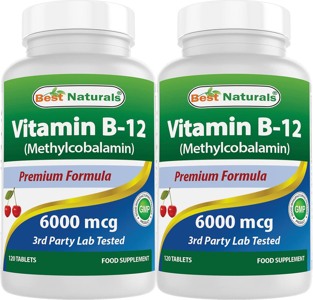 Best Naturals Vitamina B12 Metilcobalamina 6000 mcg - 120 Comprimidos Sublinguales, Pack de 3