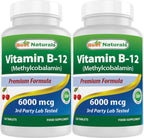 Best Naturals Vitamina B12 Metilcobalamina 6000 mcg - 120 Comprimidos Sublinguales, Pack de 3