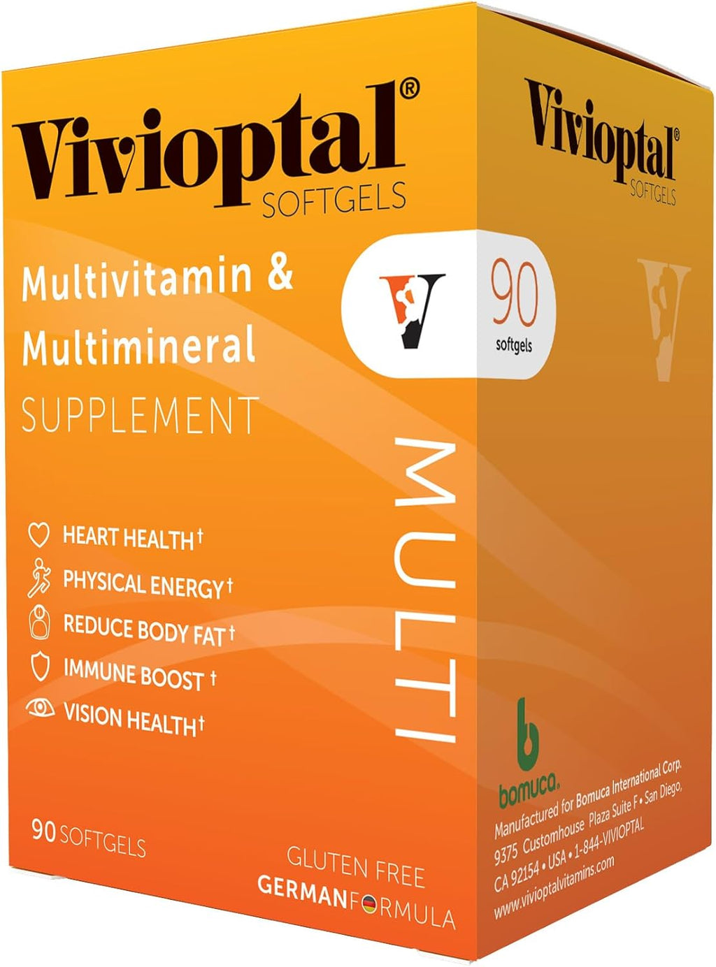 Vivioptal Multi, 90 Cápsulas Blandas, Multivitamínico y Multimineral, Sin Gluten, Fórmula Alemana