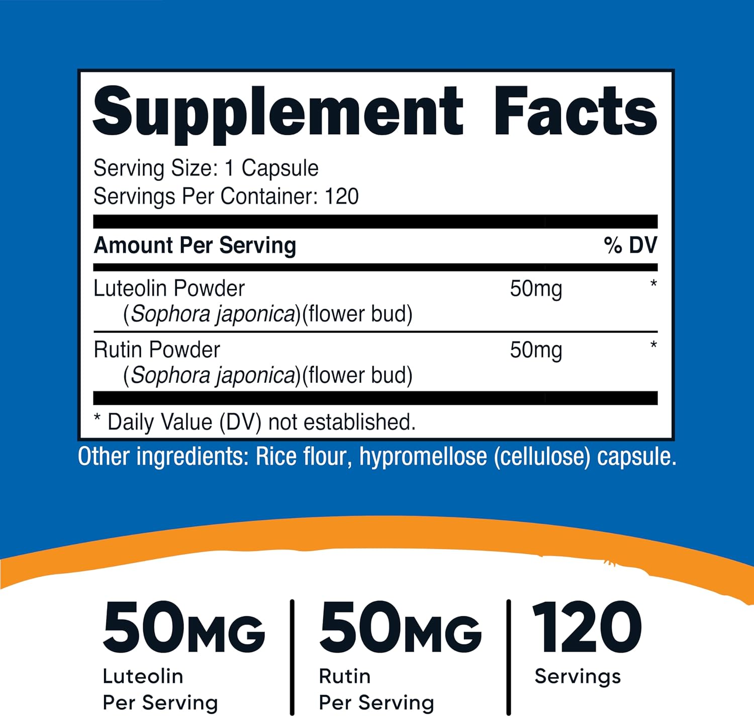 Nutricost Luteolina con Rutina Complex 100mg (50mg Luteolina, 50mg Rutina) 120 Cápsulas - Vegano, No Transgénico, Sin Gluten