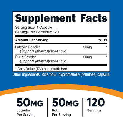 Nutricost Luteolina con Rutina Complex 100mg – Formato cómodo: 120 cápsulas vegetales en un solo bote. – Image 2