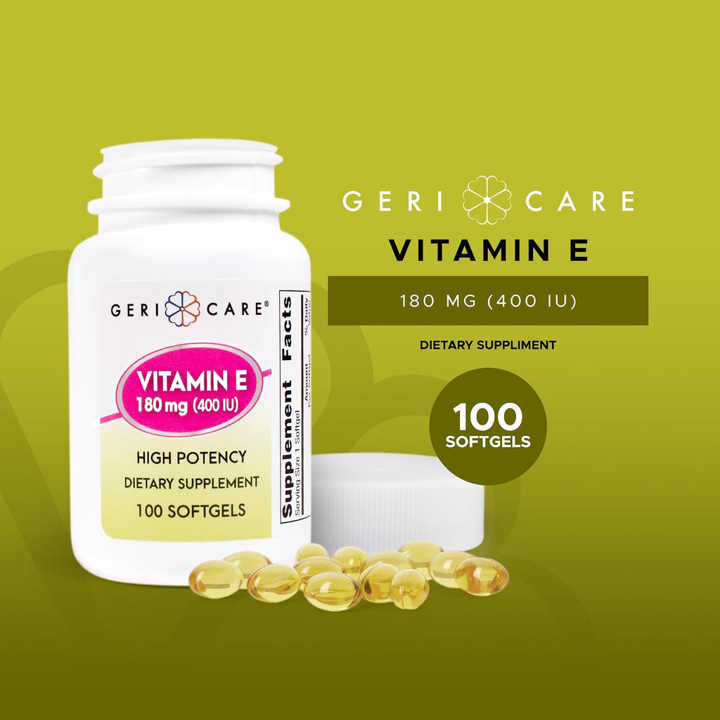 GeriCare Vitamina E Alta Potencia 400 UI (180 mg) - 100 Cápsulas Blandas
