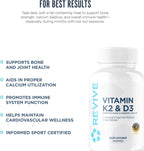 REVIVE MD Vitamina D3 y K2 5000 UI - Complemento para Mujeres y Hombres