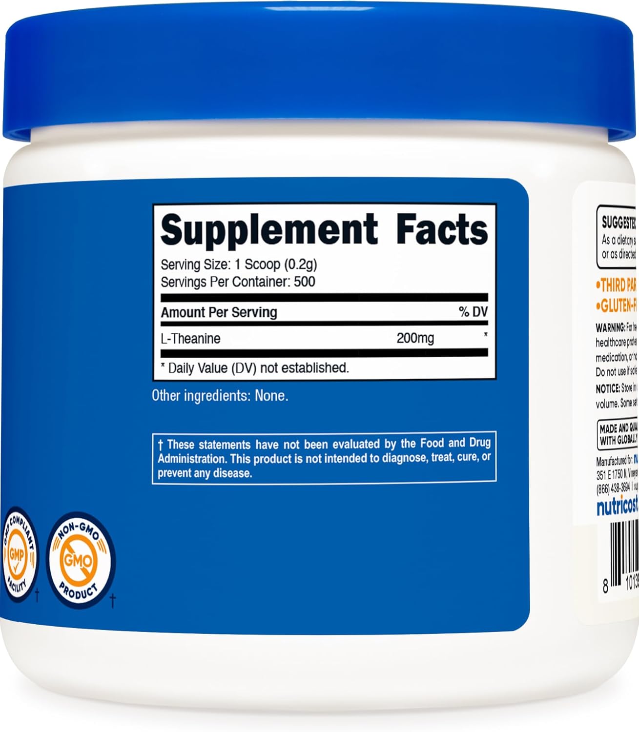 Nutricost L-Theanine en Polvo 100g - Sin Gluten y No-GMO