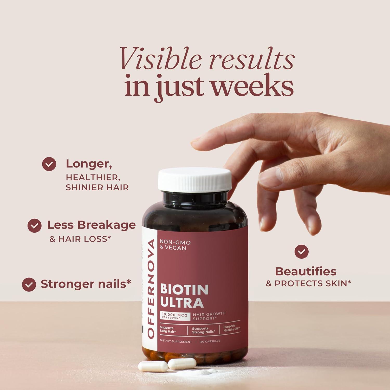 Offernova Biotin Ultra: Biotina 10.000 mcg - 120 Comprimidos