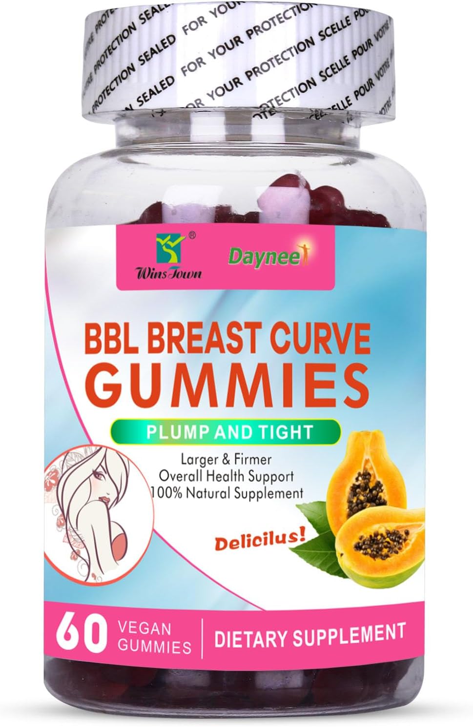 BBL Breast Curve Gummies, 60 Gominolas | Wins Town