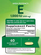 Nature's Truth Vitamina E Cápsulas Blandas 1000 IU - 60 Cápsulas