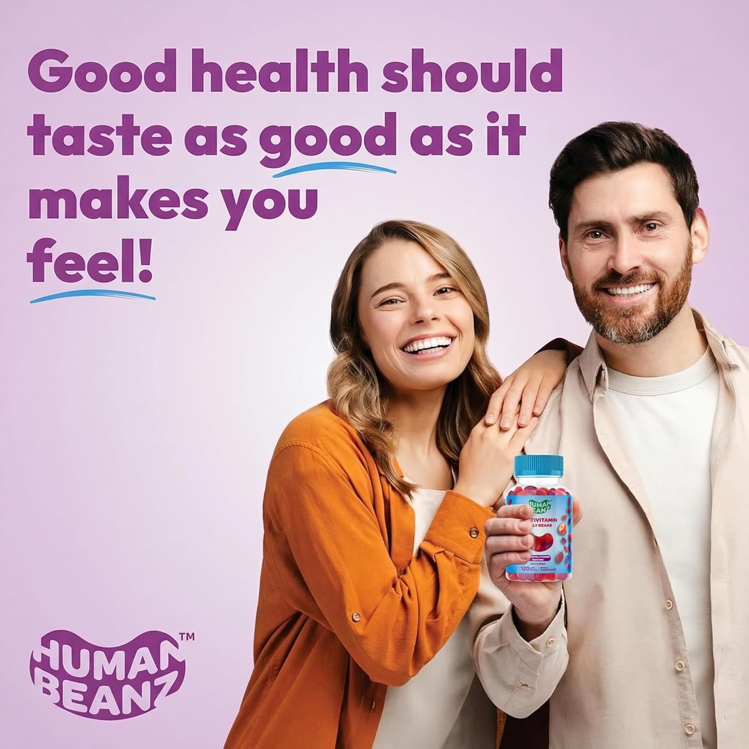 Human Beanz Gominolas Multivitamínicas con Zinc, 120 Gominolas Sabor Berry Blast