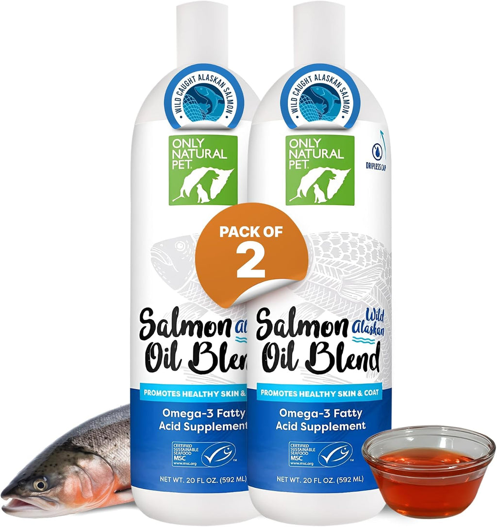 Only Natural Pet Aceite de Salmón Salvaje de Alaska para Perros y Gatos - Omega 3 y 6 - EPA y DHA - 591 ml (Pack de 2)