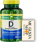 Vitamina D3 1000 UI, 450 Cápsulas Blandas + Pastillero - Spring Valley