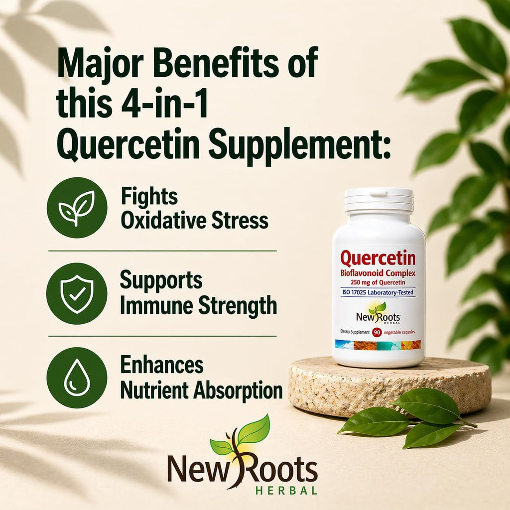 NEW ROOTS HERBAL Quercetin con Bromelina y Rutina - 90 Cápsulas Veganas