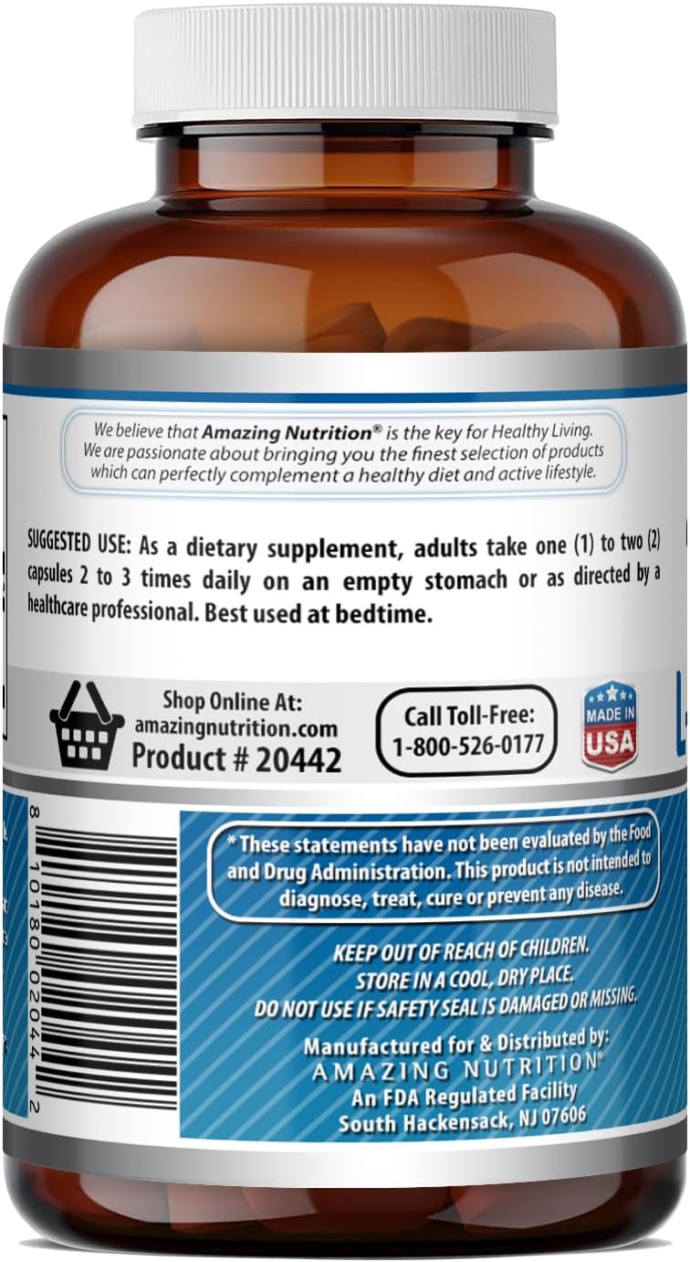 L-Triptófano 500 mg Suplemento Alimenticio - 120 Cápsulas - Amazing Formulas