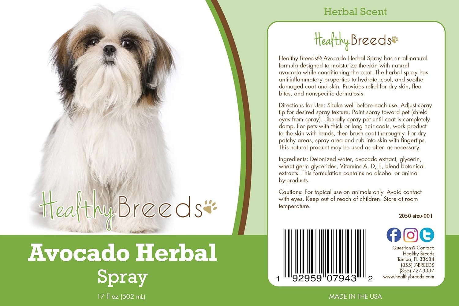 Healthy Breeds Shih Tzu Avocado Herbal Spray 17 oz
