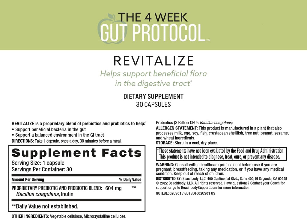 BODi Suplementos para la Salud Intestinal - Protocolo de 4 Semanas Revitalize & Optimize - Mezcla de Probióticos y Enzimas para la Salud Digestiva - 3 Mil Millones de UFC Bacillus coagulans - Cápsulas Vegetales