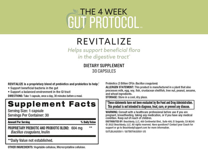BODi Suplementos para la Salud Intestinal - Protocolo de 4 Semanas Revitalize & Optimize - Mezcla de Probióticos y Enzimas para la Salud Digestiva - 3 Mil Millones de UFC Bacillus coagulans - Cápsulas Vegetales