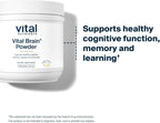 Vital Nutrients Vital Brain Powder - Suplemento para la función cognitiva y memoria - 150 g - Sabor limón