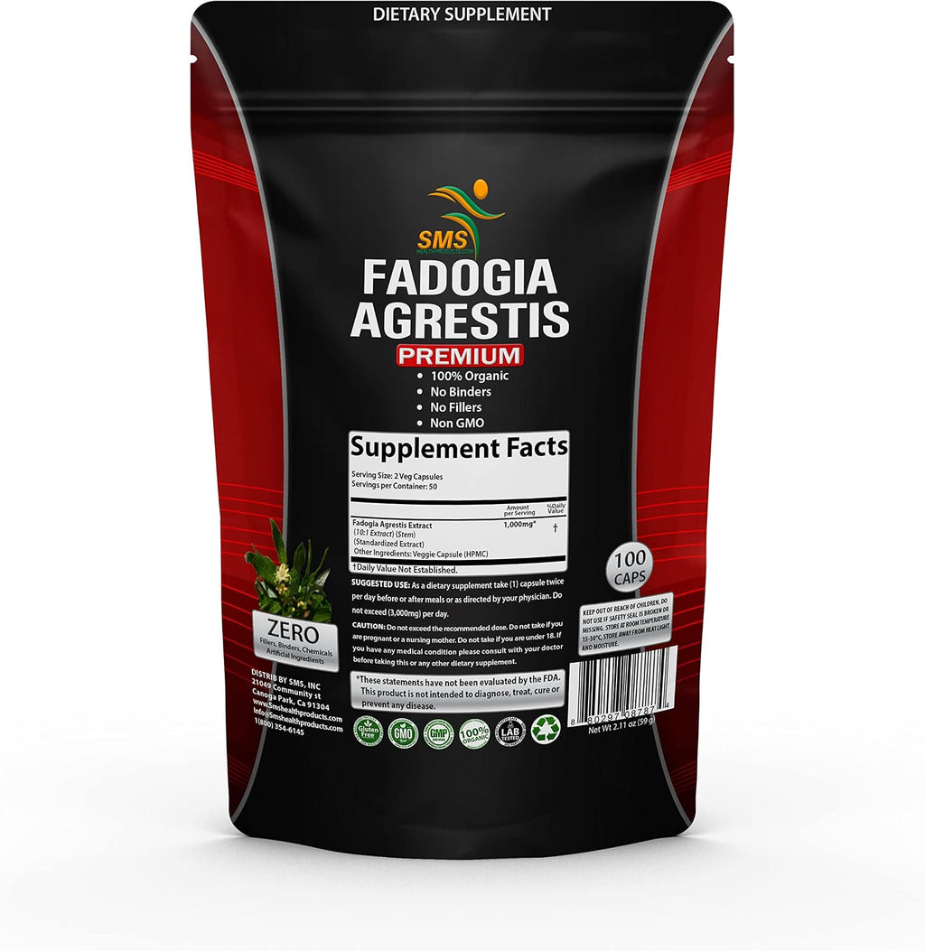 Fadogia Agrestis Extracto en Cápsulas - 1000 mg por ración - 100 Cápsulas Veganas