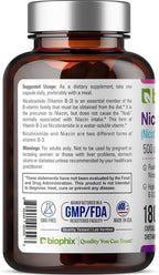 biophix B-3 Nicotinamida 500 mg 180 Cápsulas - Fórmula de Niacina Sin Enrojecimiento