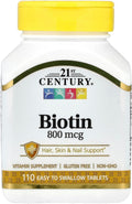 21st Century Biotina 800 mcg - 110 Comprimidos (Paquete de 2)