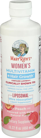 MARYRUTH'S Multivitamínico Femenino + Lustriva Crecimiento Capilar Liposomal | Biotina 10000mcg | Probado Clínicamente para un Cabello más Grueso y una Piel más Lisa | 15.22 Fl Oz