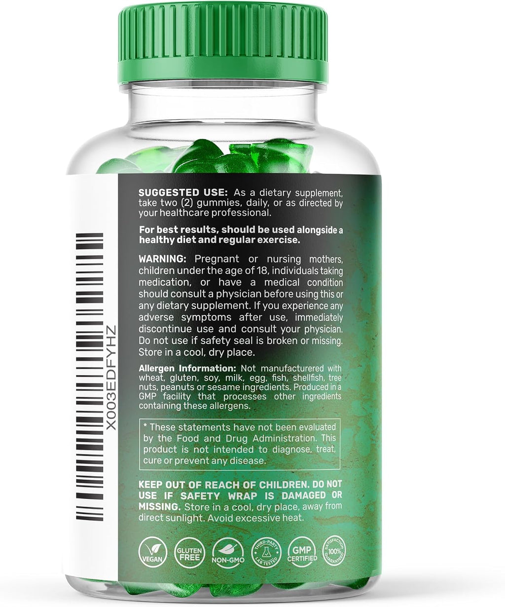WELLNESS LABSRX Gominolas de Musgo Marino, 3200mg Irish Sea Moss Sabor a Baya Mixta con Bladderwrack y Raíz de Bardana - Apoyo para la Piel, Energía e Inmunidad - 90 Unidades