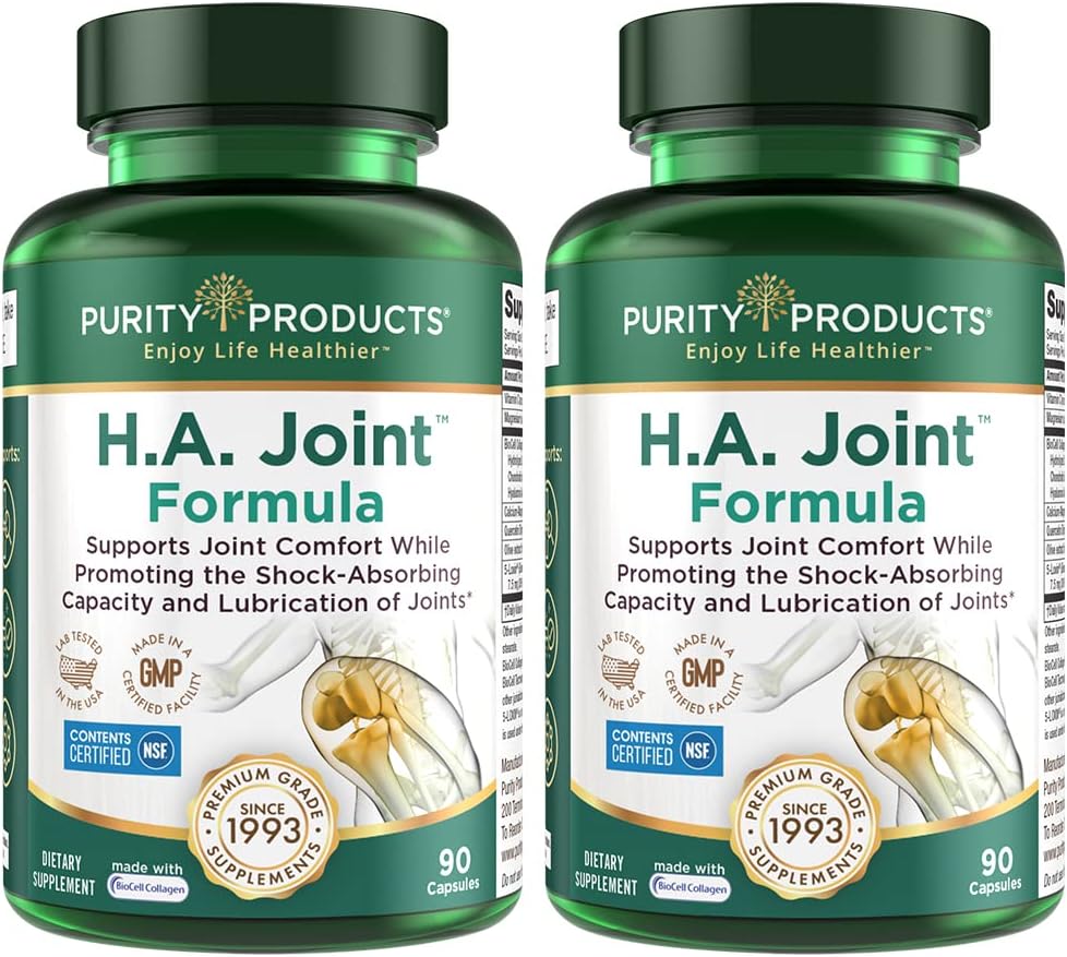 Purity Products HA Joint Formula: Hyaluronic Acid, Multi-Collagen, and 5-Loxin for Joints and Skin - 90 Capsules