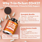 Vitamina D3 K2 (MK-7) 10.000 UI con Magnesio Glicinato y Potasio - Complejo Sistémico para Huesos, Músculos, Corazón e Inmunidad - Alta Absorción, 60 Cápsulas