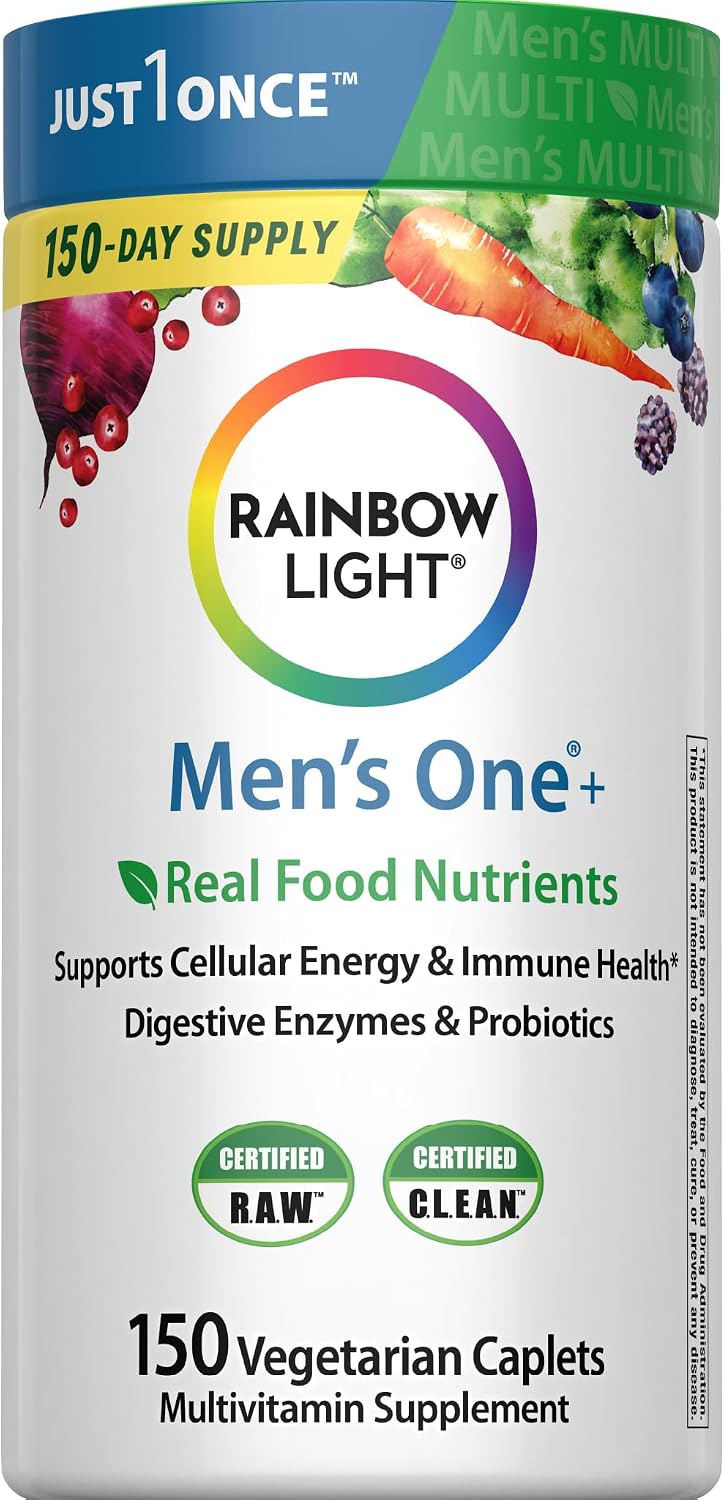 Rainbow Light Men's One+ Multivitamin | 150 Tablets | Cellular Energy & Immunity | with Vitamins C, D & Zinc