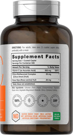 Horbäach Vitamin C 500mg | 500 Caplets | with Bioflavonoids and Rose Hips | Supplement for Women and Men | Vegetarian, Non-GMO, and Gluten Free