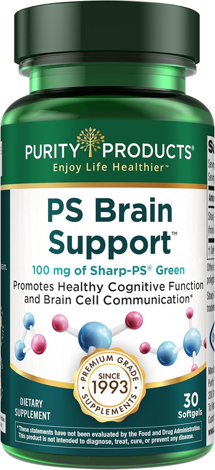 Purity Products PS Brain Support - 100 mg de Fosfatidilserina Sharp-PS Green - 30 Cápsulas Blandas