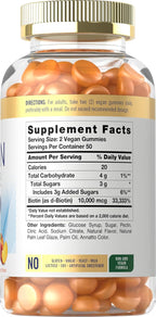 Carlyle Biotin 10000mcg Gummies – Gominolas de Biotina 10000 mcg, Sabor Melocotón, 100 uds