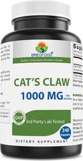 Brieofood Cat's Claw 1000 mg por dosis - 240 cápsulas - Non-GMO, sin gluten