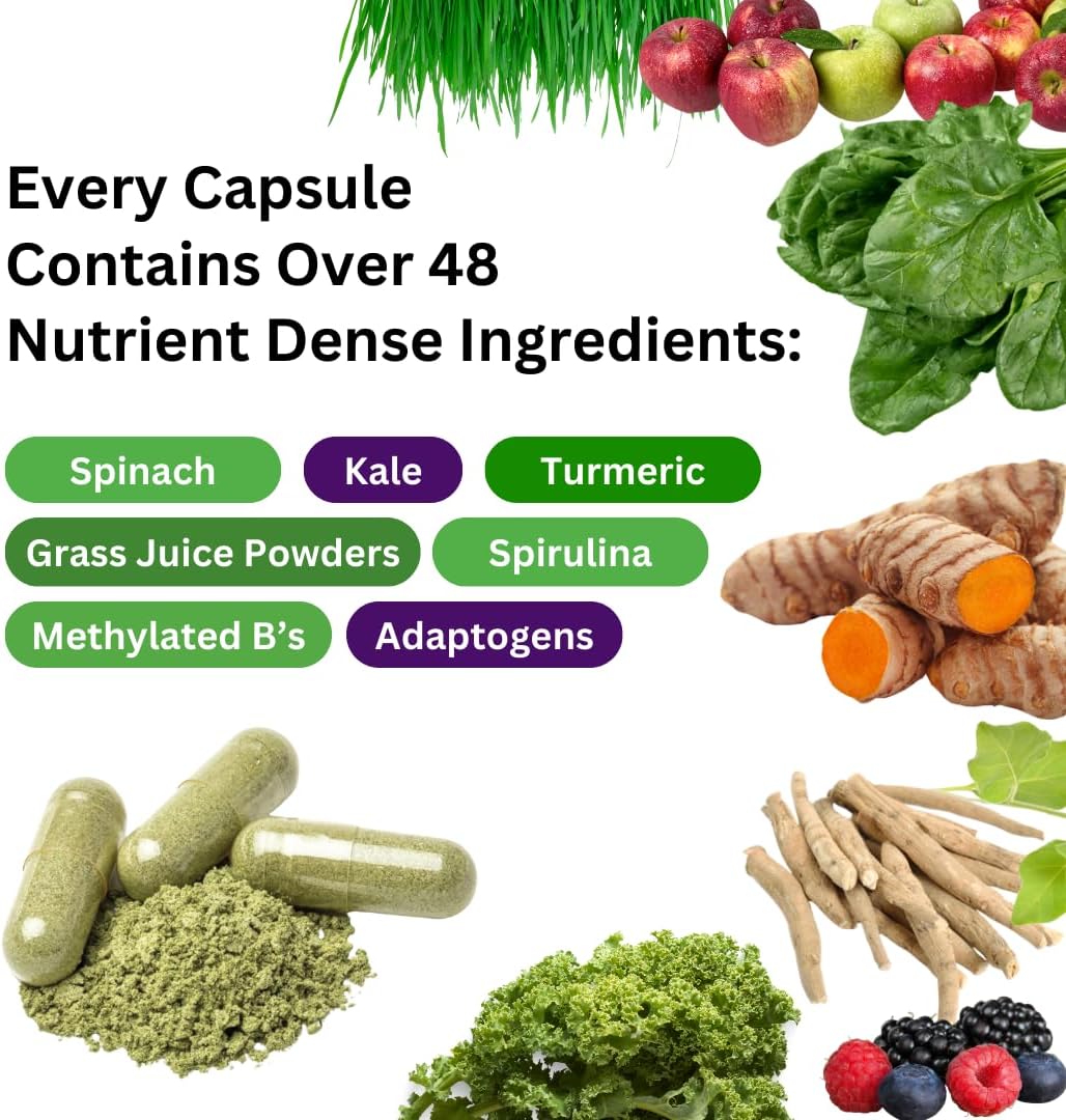 Paradise Herbs Earth's Blend Daily Multivitamin Iron-Free - 48 Organic Superfoods, Probiotics, and Vitamins A, B12, C, D, K2 - 60 Capsules