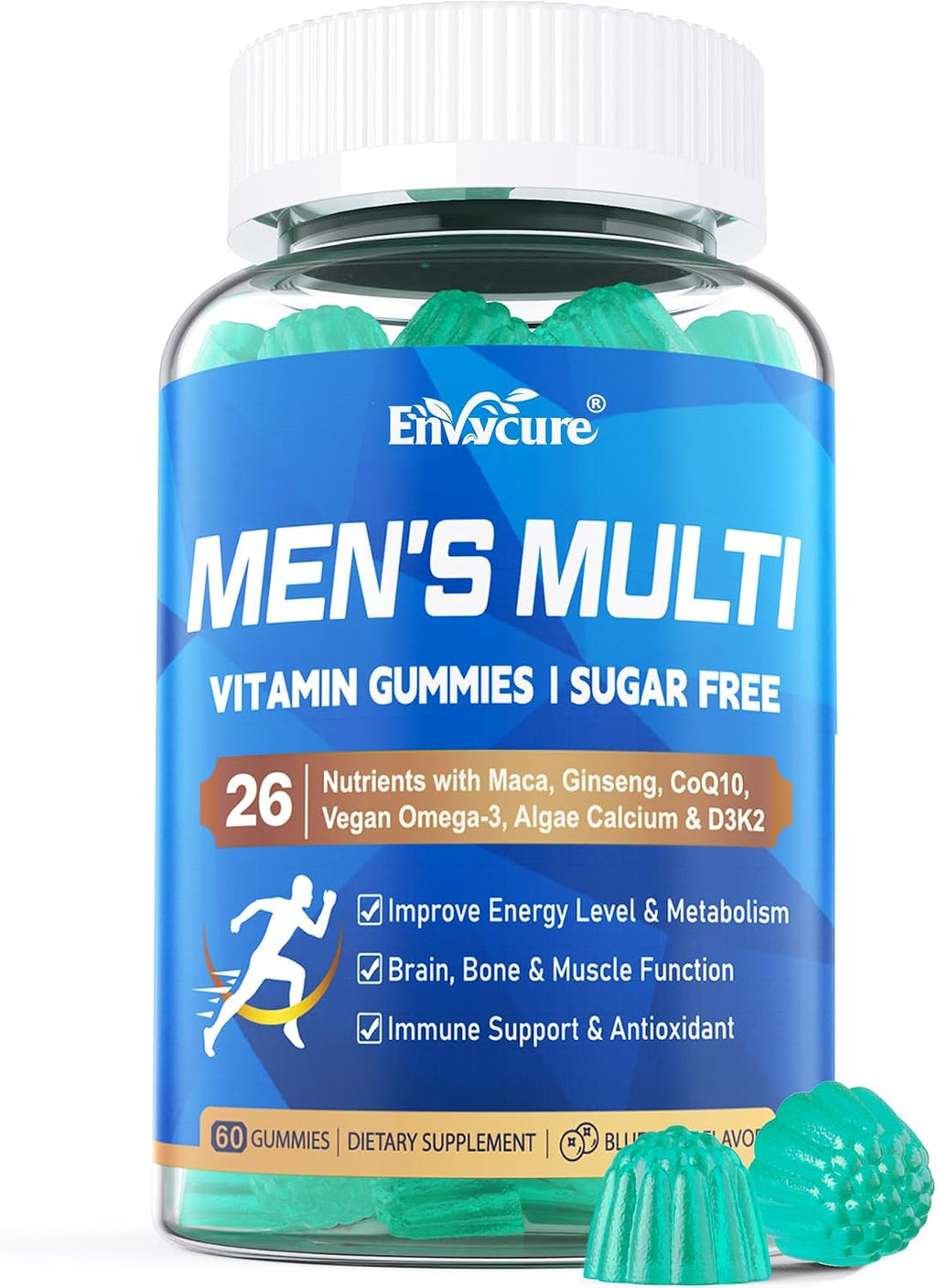 Multivitamínico Metilado para Hombres en Gominolas - Omega 3 Vegano, CoQ10, Zinc, Vitaminas A, C, D3, K2, E, Complejo B, Calcio, Magnesio, Licopeno - Sin Azúcar, 120 Unidades
