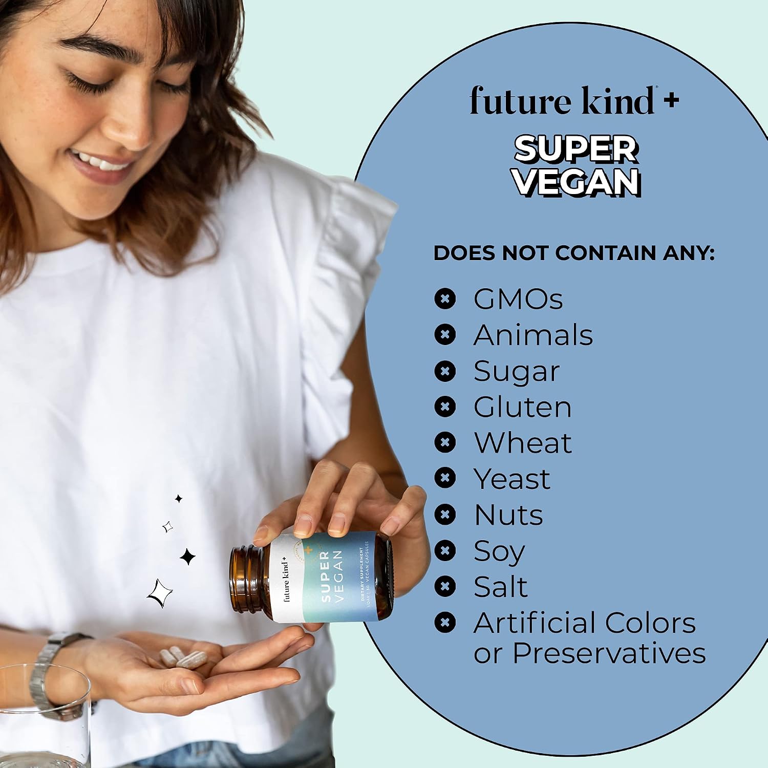 Future Kind - Super Vegan Formula con Melisa, Ashwagandha y Rhodiola, 30 Cápsulas