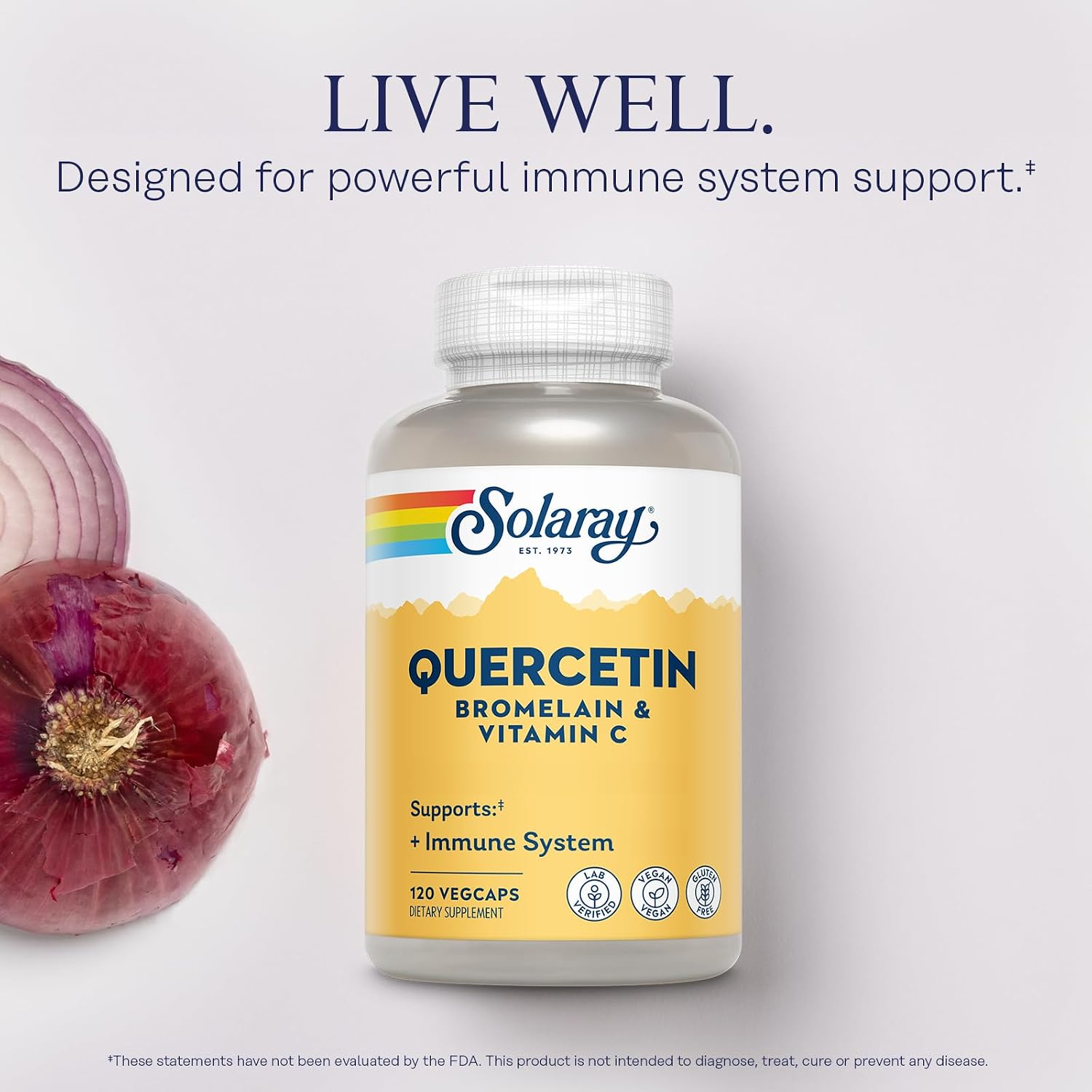 SOLARAY QBC Plex - Quercetin, Bromelain & Vitamin C - 120 Vegan Capsules