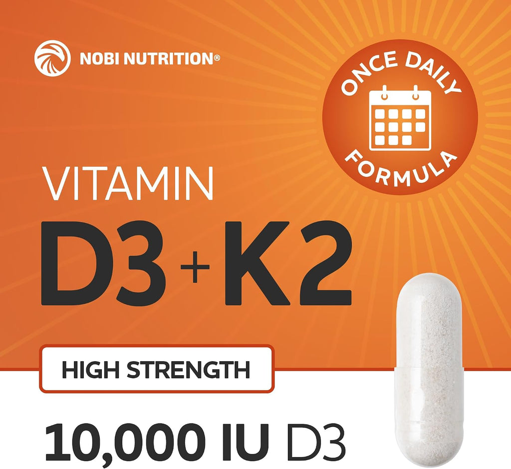 Vitamina D3 K2 10000 UI + 200 mcg MK-7 – 60 Cápsulas (2 Meses)