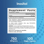 Jarrow Formulas® Inositol 750 mg - 100 Cápsulas Vegetales - Suplemento Alimenticio